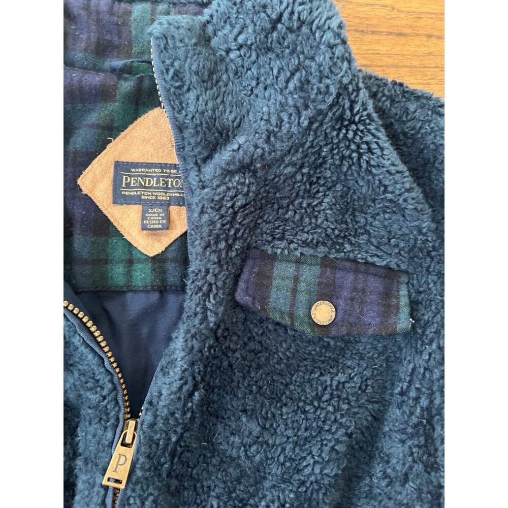 Pendleton Size S Small Fuzzy Fleece Jacket Teal B… - image 5